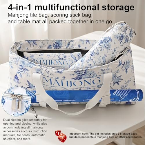 Floral Mahjong Mat With Carrying Bag